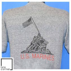 Vintage 80s US Marines Semper Fi Iwo Jima Tri Blend T Shirt Back
