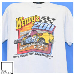Vintage 80s Wendy's 200 Modified Country USA Racing T Shirt Front
