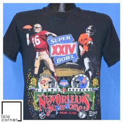 Vintage 90s 49ers Broncos Super Bowl XXIV Montana Elway T Shirt