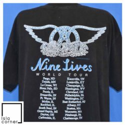 Vintage 90s Aerosmith Nine Lives World Tour 1997 Rock T Shirt Back