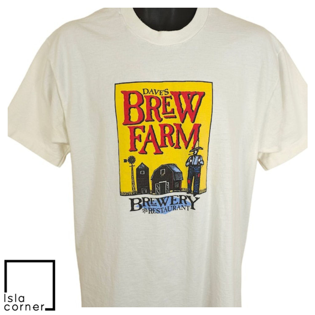 Vintage 90s Cow Pie Stout Daves BrewFarm Breweriana Shirt Front Vintage 90s Cow Pie Stout Daves BrewFarm Breweriana Shirt Front