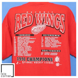 Vintage 90s Detroit Red Wings Back 2 Back Champs T Shirt Back