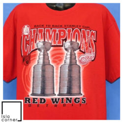 Vintage 90s Detroit Red Wings Back 2 Back Champs T Shirt Front