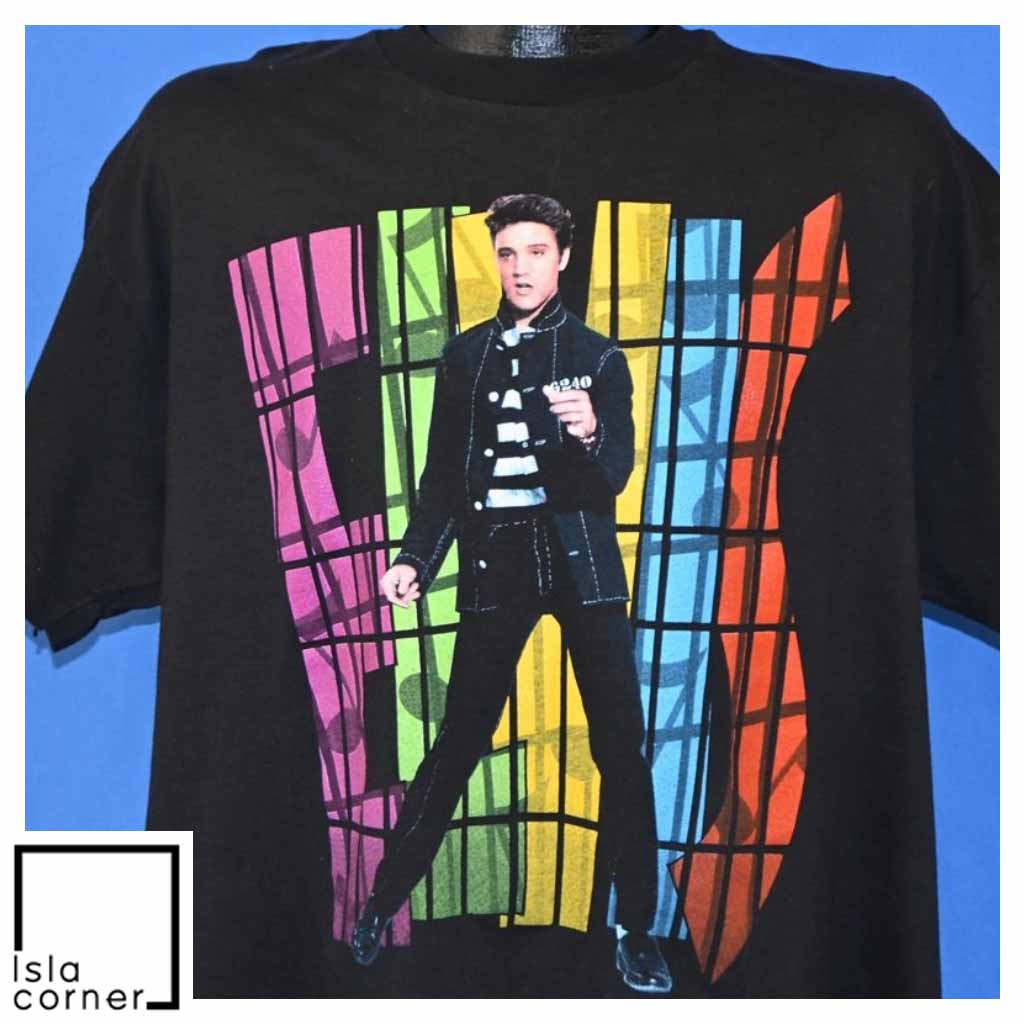 Vintage 90s Elvis Presley Jailhouse Rock Double Sided T Shirt Front Vintage 90s Elvis Presley Jailhouse Rock Double Sided T Shirt Front