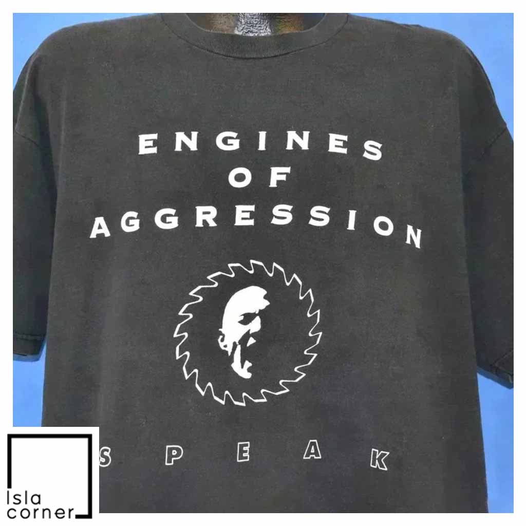 Vintage 90s Engines of Aggression Speak Album T Shirt Front Vintage 90s Engines of Aggression Speak Album T Shirt Front