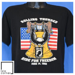 Vintage 90s Rolling Thunder Ride Freedom PA 1992 POW MIA T Shirt Front