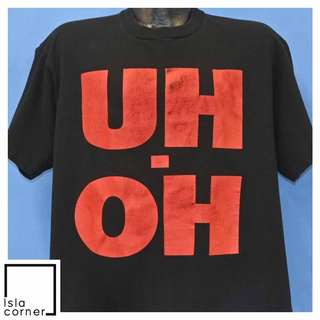 Vintage 90s Uh Oh David Byrne Solo Album Alt Rock T Shirt Front Vintage 90s Uh Oh David Byrne Solo Album Alt Rock T Shirt Front