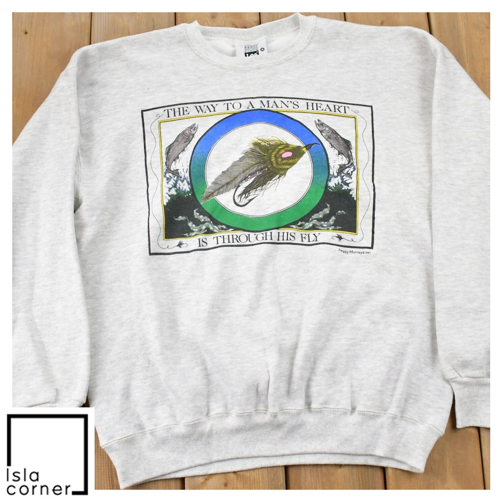 Vintage 90sThe Way To A Mans Heart Is Through His Fly Fishing Sweatshirt Vintage 90sThe Way To A Mans Heart Is Through His Fly Fishing Sweatshirt
