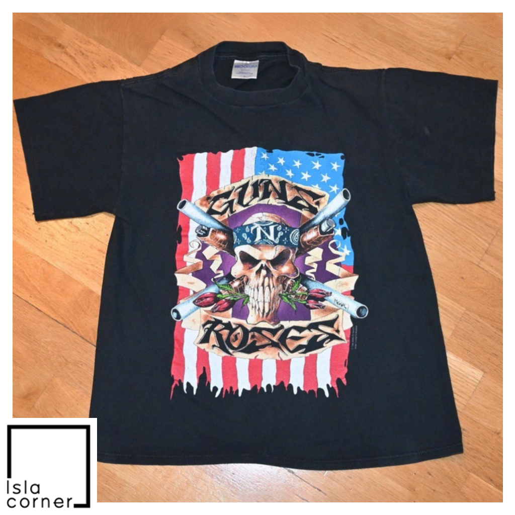 Vintage Guns N' Roses 1991 92 Skull And American Flag Concert Shirt Front Vintage Guns N' Roses 1991 92 Skull And American Flag Concert Shirt Front