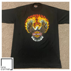 Vintage Harley Davidson 1990 Bike Biker Eagles Flames Shirt
