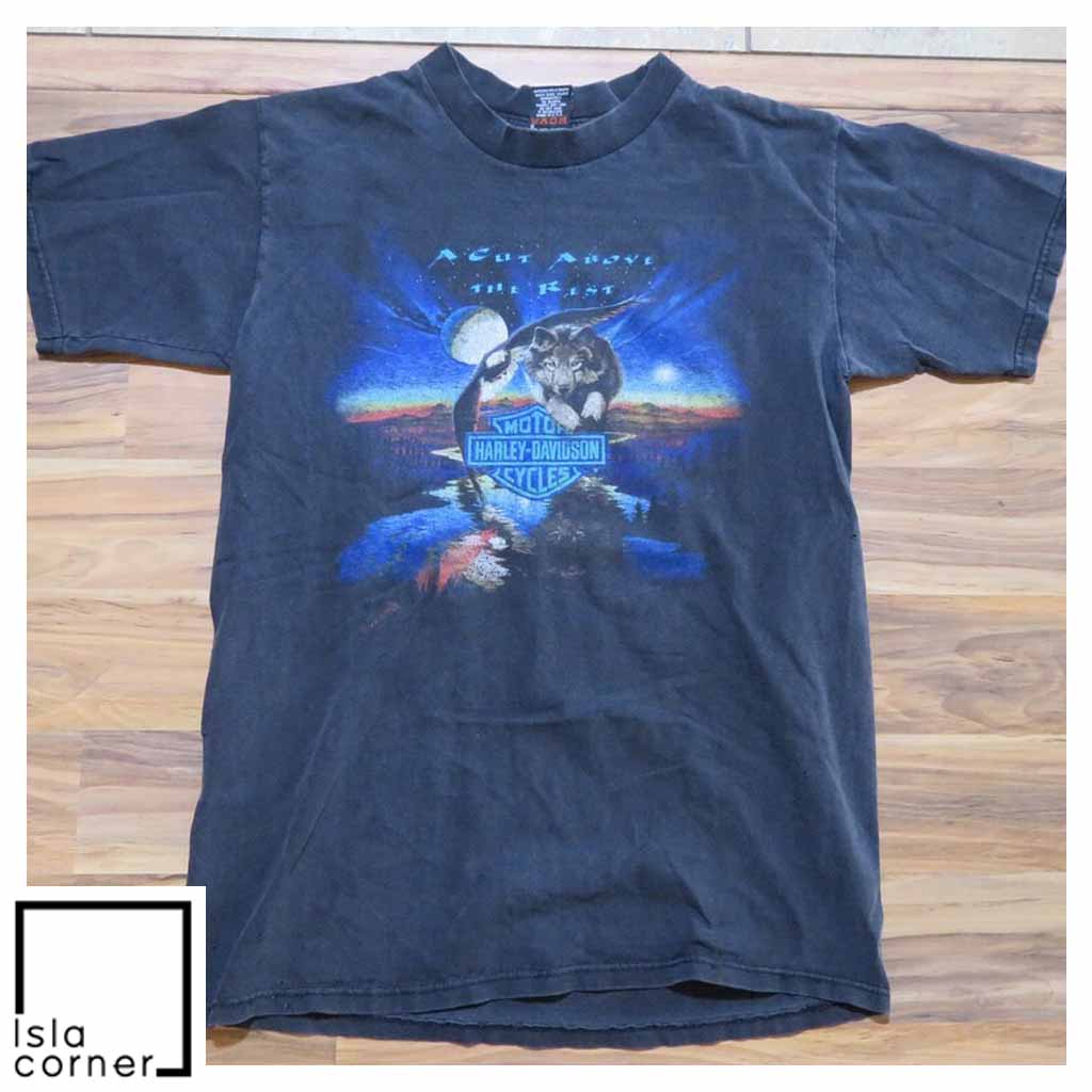 Vintage Harley Davidson A Cut Above The Rest Wolf Eagle Moon T Shirt Front Vintage Harley Davidson A Cut Above The Rest Wolf Eagle Moon T Shirt Front