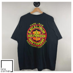 Vintage Harley Davidson Excalibur Bar Amsterdam Red Light District Shirt