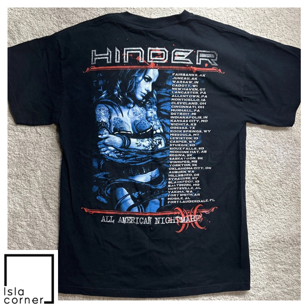 Vintage Hinder Band 2010 All American Nightmare Tour Shirt Back Vintage Hinder Band 2010 All American Nightmare Tour Shirt Back