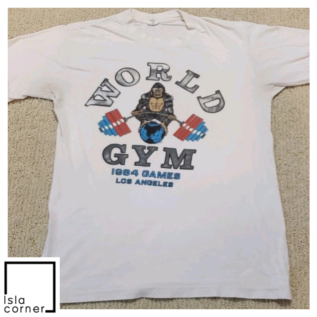 Vintage World Gym 1984 Games Los Angeles Shirt Front Vintage World Gym 1984 Games Los Angeles Shirt Front